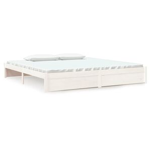 vidaXL voodiraam, valge, m&auml;nnipuit, 200 x 200 cm