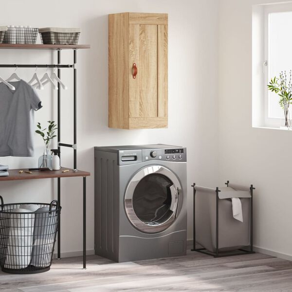 vidaXL seinakapp, Sonoma tamm, 34,5 x 34 x 90 cm, tehispuit