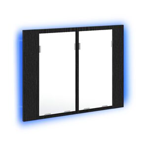 vidaXL Vannitoa peeglikapp uksega Must tamm 60 x 12 x 45 cm Tehispuit