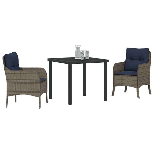 vidaXL Aia s&ouml;&ouml;gilaudade komplekt padjaga 3 pcs Hall pol&uuml;rotang