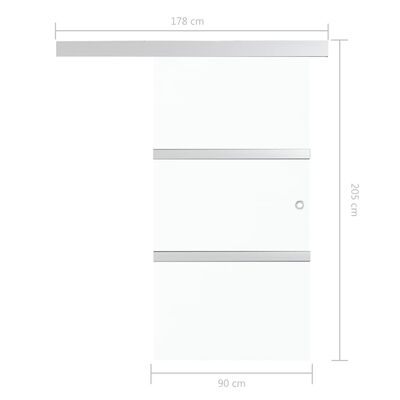 vidaXL liuguks, ESG-klaas ja alumiinium, 90 x 205 cm, hõbedane
