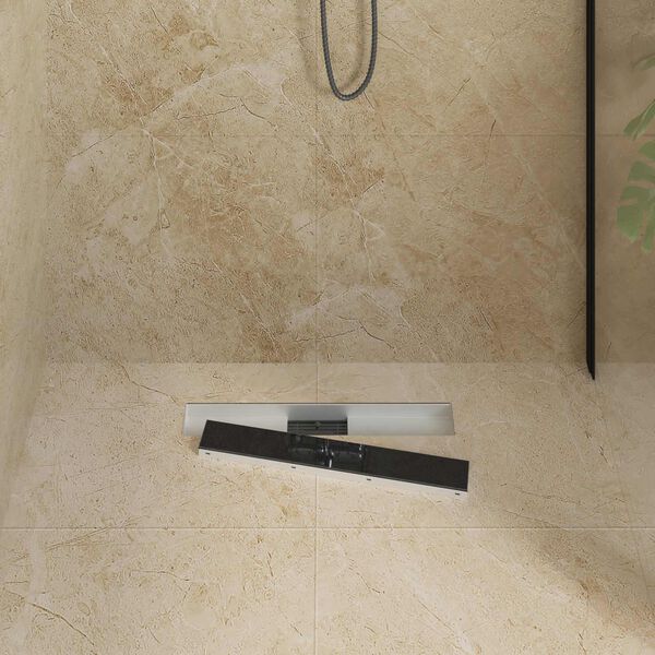 vidaXL Du&scaron;i &auml;ravool klaaskattega Must 60 cm Roostevaba teras 304