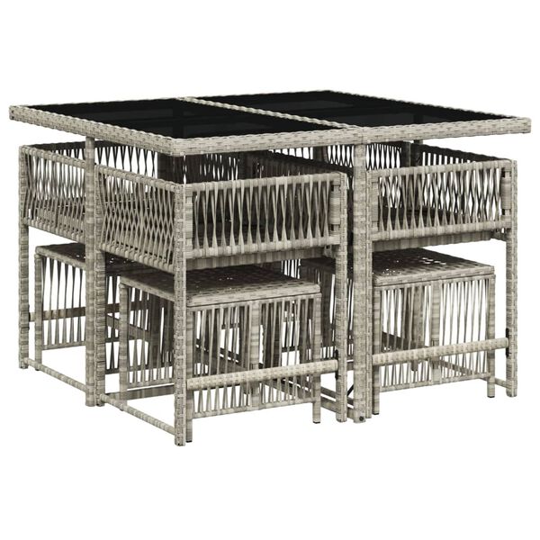 vidaXL 9-osaline aiam&ouml;&ouml;bli komplekt patjadega, helehall, pol&uuml;rotang