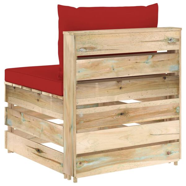 vidaXL keskmine diivan istmepatjadega, roheline, immutatud puit