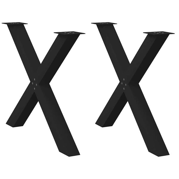 vidaXL söögilaua jalad, X-kujulised, 2 tk, mustad, 90 x (72–73) cm, teras