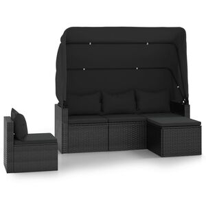 vidaXL 4-osaline aiadiivani komplekt patjadega, must, pol&uuml;rotang