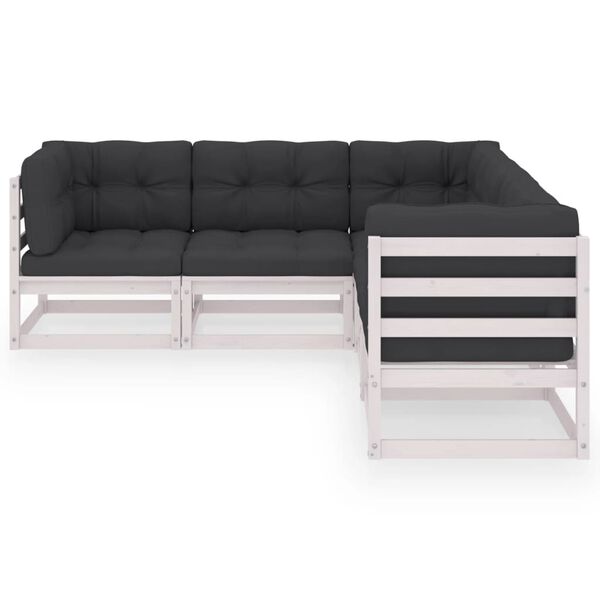 vidaXL 5-osaline aiam&ouml;&ouml;bli komplekt patjadega, m&auml;nnipuit