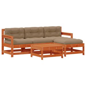 vidaXL Aia lounge komplekt 5 pcs Vahapunane Tahke m&auml;nd