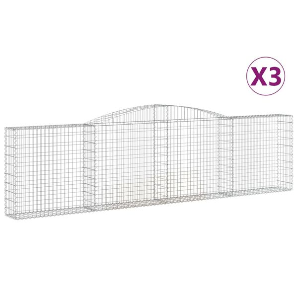 vidaXL kaarekujulised gabioonkorvid 3 tk, 400x30x100/120 cm, raud