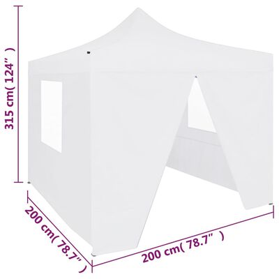 vidaXL professionaalne kokkupandav peotelk 4 külgseina 2x2 teras valge
