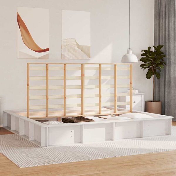 vidaXL Voodi raam Valge 180 x 200 cm Tahke m&auml;nd