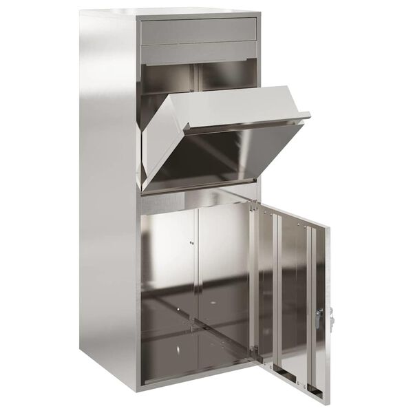 vidaXL Pakiautomaat uksega H&otilde;bedane 47,5 x 38 x 59 cm Roostevaba teras