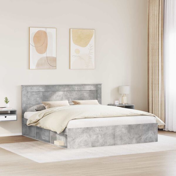 vidaXL Voodi raam peaga Betoon 180 x 200 cm Tahke m&auml;nd