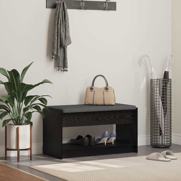 vidaXL Hallipink padjaga riiuliga Must Tamm 83 x 38 x 45 cm