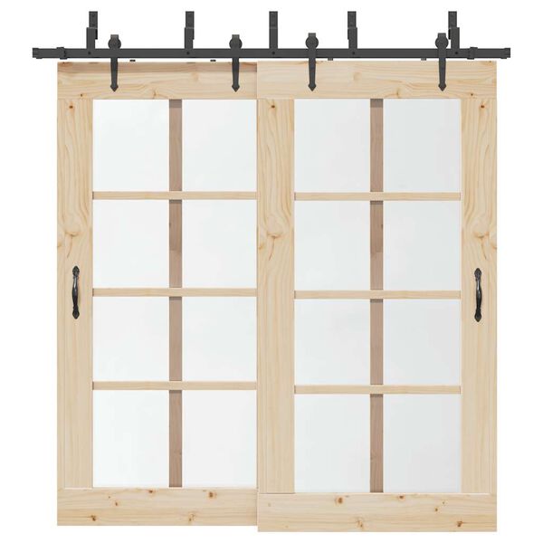 vidaXL liugukse tarvikute komplekt 213,5 cm terasest, must