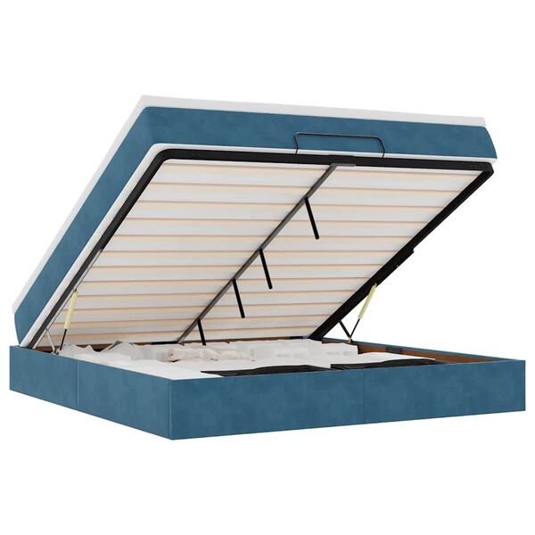 vidaXL ottomani voodi madratsiga, tumesinine, 180x200 cm, samet