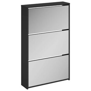 vidaXL kingakapp peegliga, 3-kihiline, must, 63 x 17 x 102,5 cm