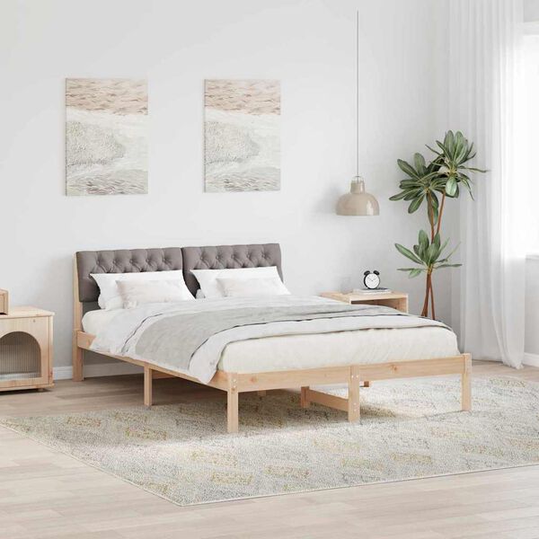 vidaXL Beti raam peaga Pruun ja taupe 135 x 190 cm M&auml;nnipuit