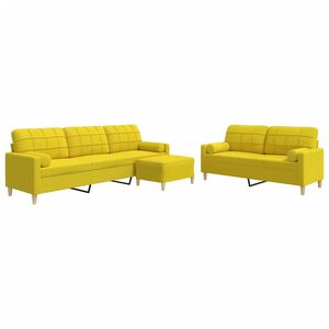 vidaXL 3-osaline diivanikomplekt patjadega, helekollane, kangas