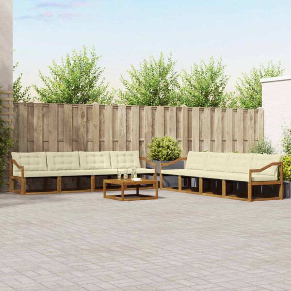 vidaXL V&auml;li diivanikomplekt padjaga 9 pcs Looduslik ja kreem