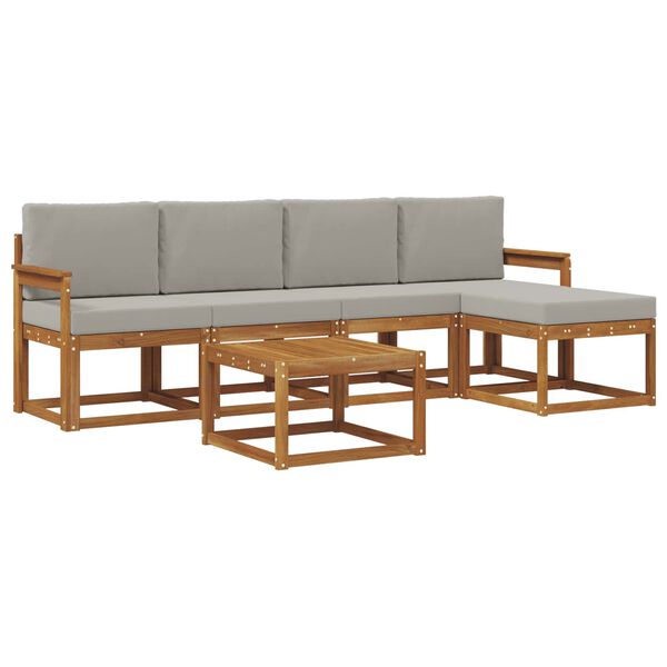 vidaXL V&auml;li diivanikomplekt padjaga 6 pcs Looduslik ja Hele Hall