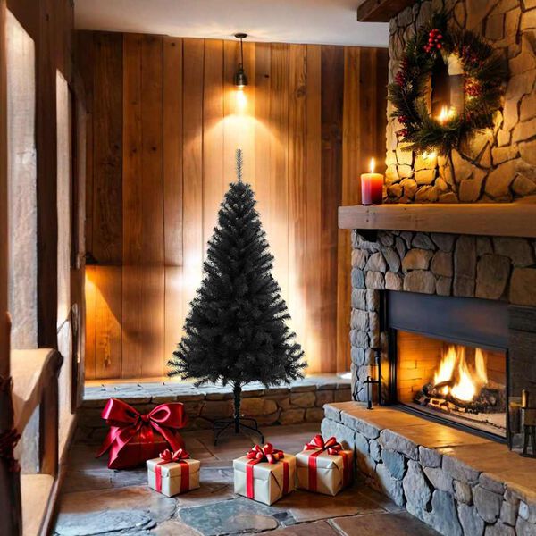 vidaXL kunstkuusk alusega, must, 150 cm, PVC