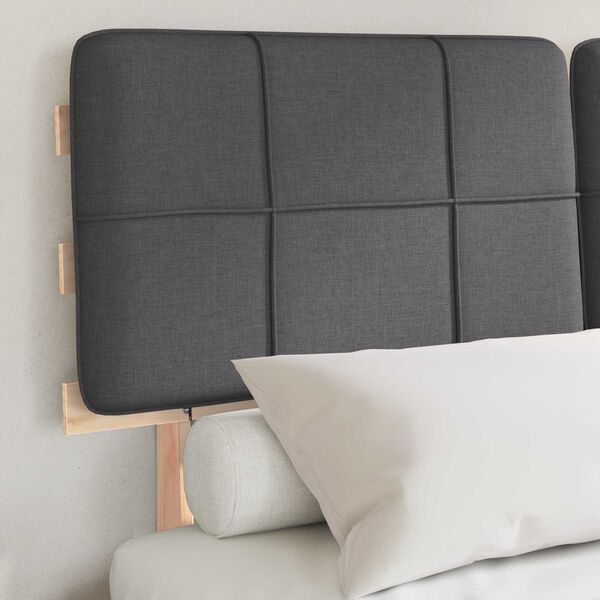 vidaXL Voodiraam Pehme Peatoega peaga Tumehall 120 x 200 cm Tahke m&auml;nd