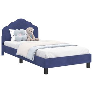 vidaXL Laste voodiraam peatoega Politsei sinine 90 x 200 cm Samet