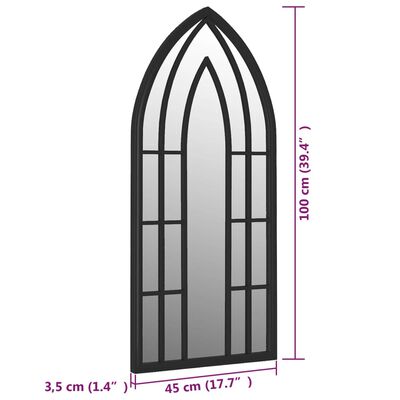 vidaXL aiapeegel, must, 100x45 cm, raud, õues kasutamiseks