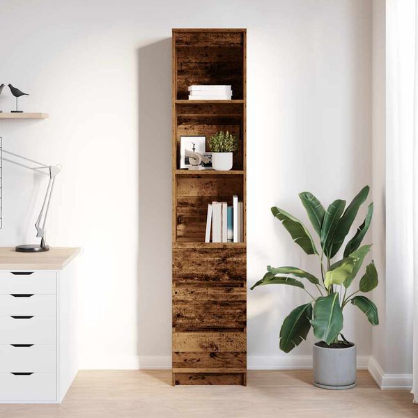 vidaXL Highboard Old Wood 37,5x35x180 cm Engineered Wood