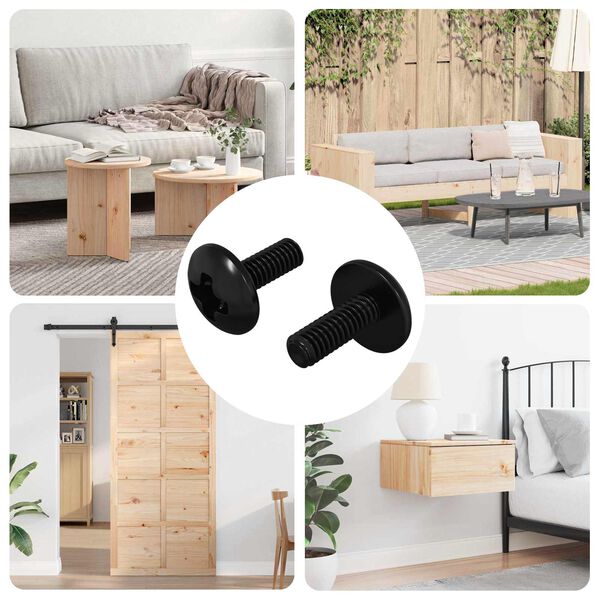 vidaXL Sleeve kruvid 2 pcs Must M4 x 10 mm Teras