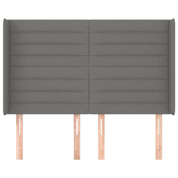 vidaXL voodipeats servadega, tumehall, 147x16x118/128 cm, kangas