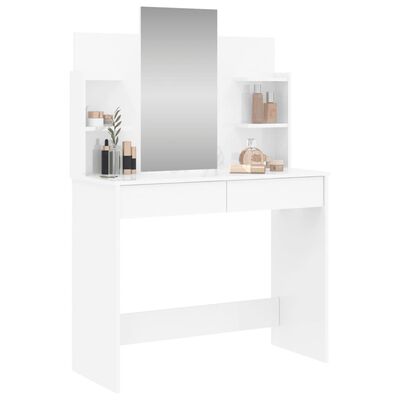 vidaXL peegliga tualettlaud, kõrgläikega valge, 96 x 39 x 142 cm