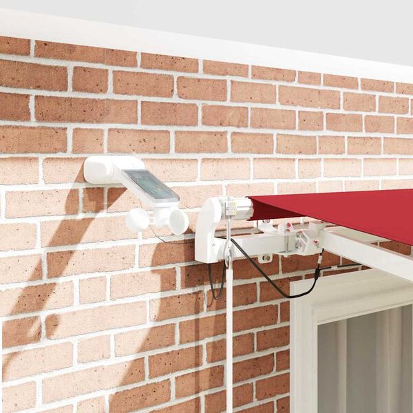 vidaXL K&auml;igukohandatav varikatus LED -ribatuledega Punane 300 x 250 cm