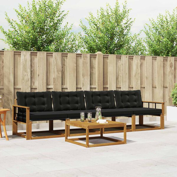 vidaXL V&auml;li diivanikomplekt padjaga 5 pcs Looduslik ja must