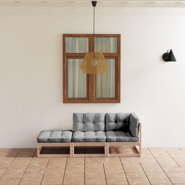 vidaXL 3-osaline aiamööblikomplekt istmepatjadega, männipuit