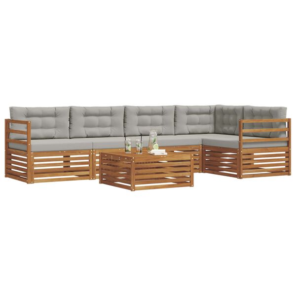 vidaXL V&auml;li diivanikomplekt padjaga 6 pcs Looduslik ja Hele Hall