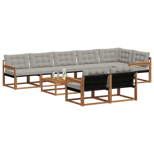 vidaXL V&auml;li diivanikomplekt padjaga 9 pcs Looduslik ja Hele Hall