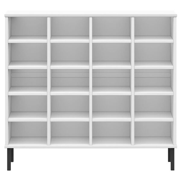 vidaXL kingariiul metalljalgadega, valge, 95x35x86 cm, täispuit "OSLO"