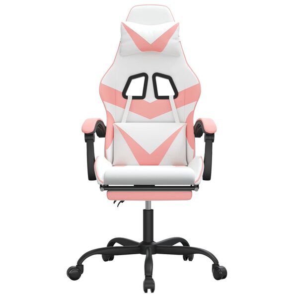 vidaXL mänguritool jalatoega, valge ja roosa, kunstnahk