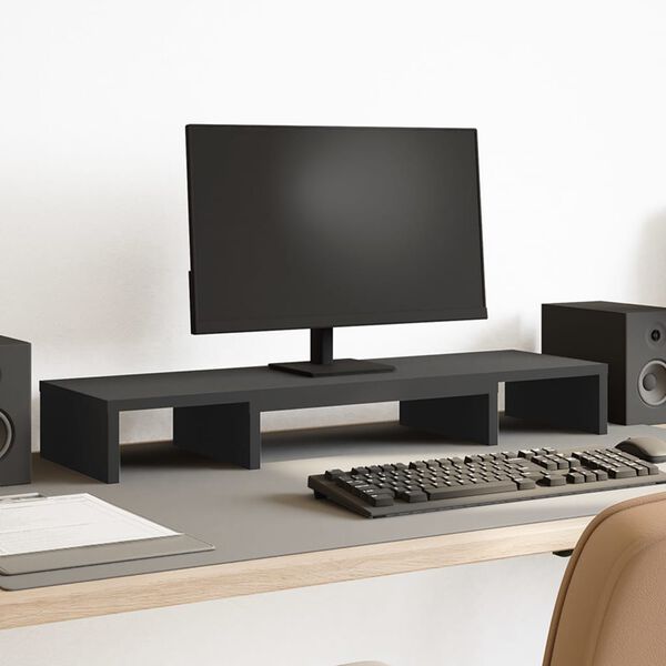 vidaXL reguleeritav monitorialus, must, 80 x 24 x 10,5 cm, tehispuit