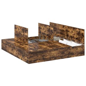 vidaXL Voodi hoiukohaga raam Suitsetatud tamm 200 x 200 cm Tehispuit