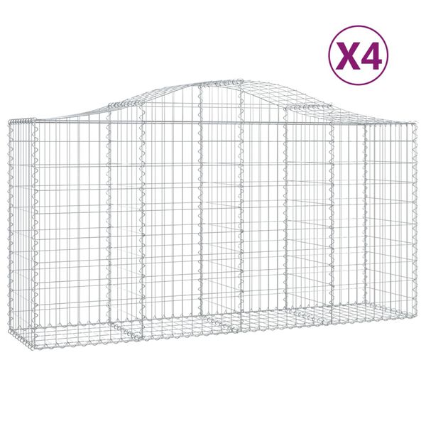 vidaXL kaarekujulised gabioonkorvid 4 tk, 200x50x100/120 cm, raud