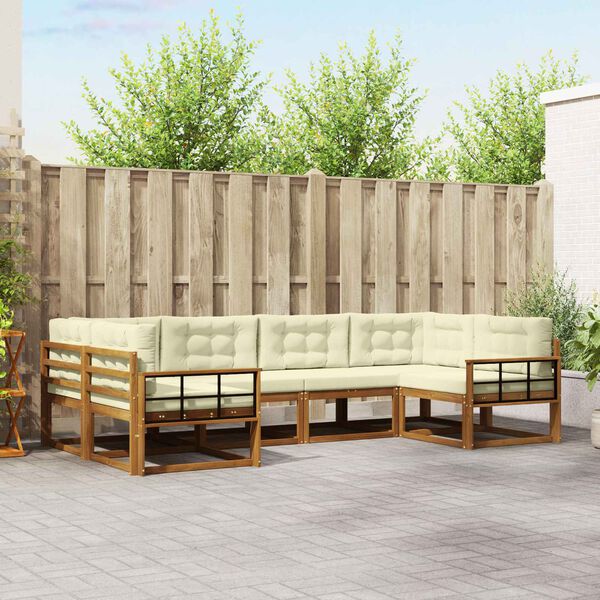 vidaXL V&auml;li diivanikomplekt padjaga 6 pcs Looduslik ja kreem