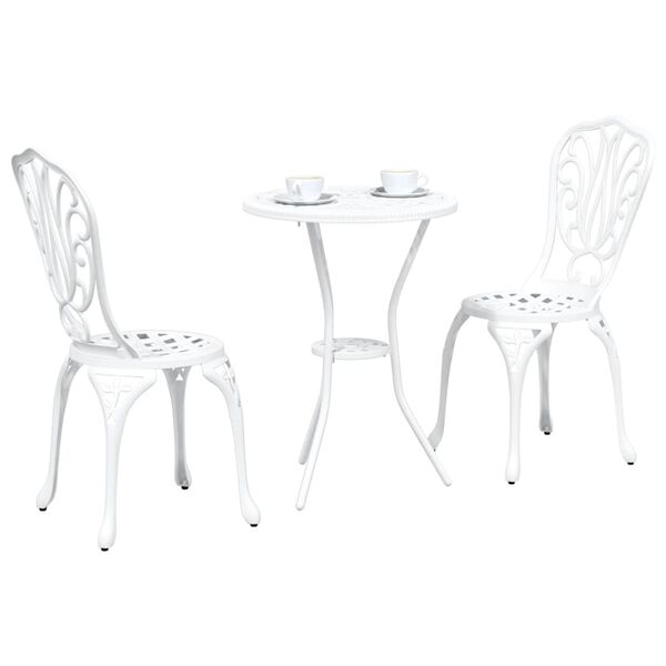 vidaXL Aia Bistroo Komplekt 3 pcs Valge Alumiinium
