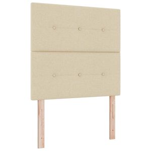 vidaXL LED Box Spring Voodi madratsiga peaga cream 90 x 190 cm kangas