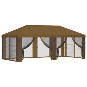 vidaXL Gazebo katte k&uuml;lgseinadega Pruunikashall 600,5 x 300,5 cm
