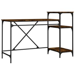 vidaXL riiulitega kirjutuslaud, suitsutatud tamm, 135 x 50 x 90 cm