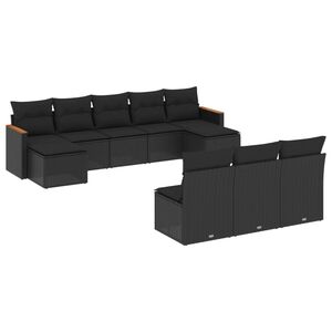 vidaXL 10-osaline aiadiivani komplekt patjadega, must, pol&uuml;rotang