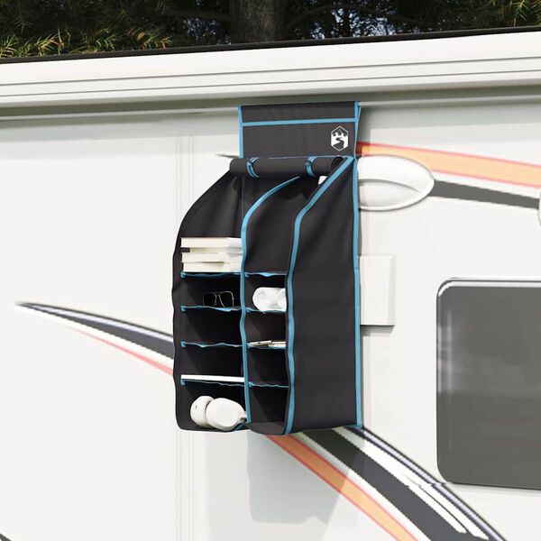 vidaXL Rippuv telgi korraldaja 10 taskut Must 40,5 x 25 x 80 cm oxford